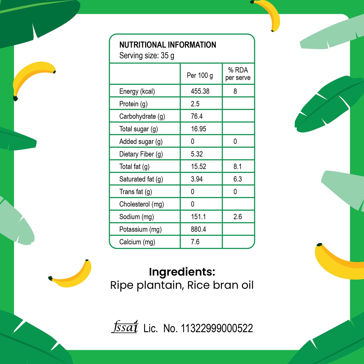 banana chips_nutritionnal_informations
