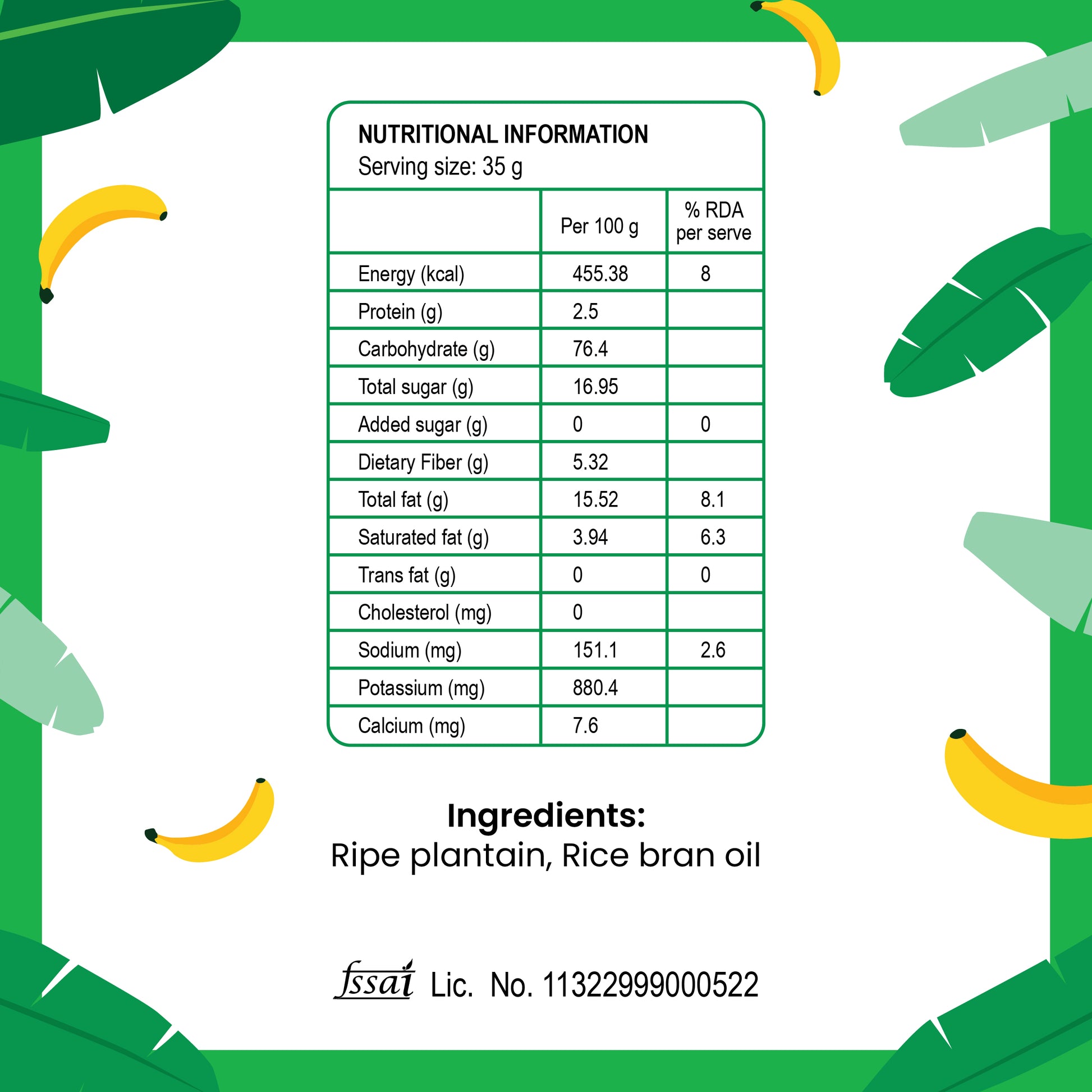 banana chips_nutritionnal_informations